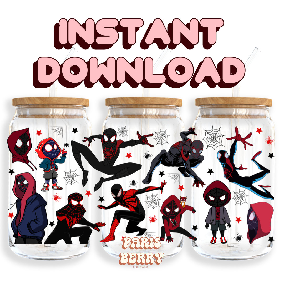Spider Verse - 16oz PNG Cup Wrap | Instant Digital Download