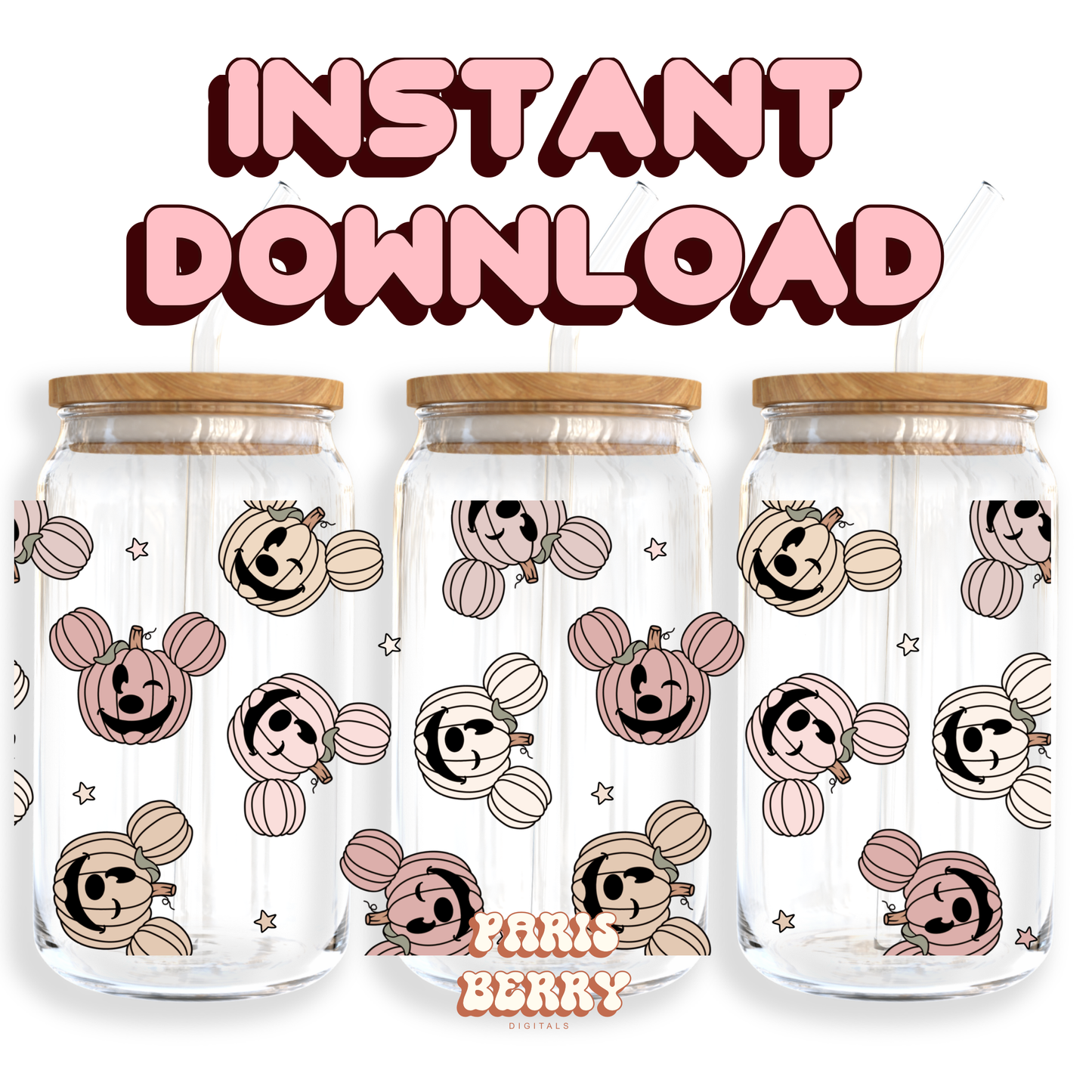 Spooky Pumpkin Mouse - 16oz PNG Cup Wrap | Instant Digital Download