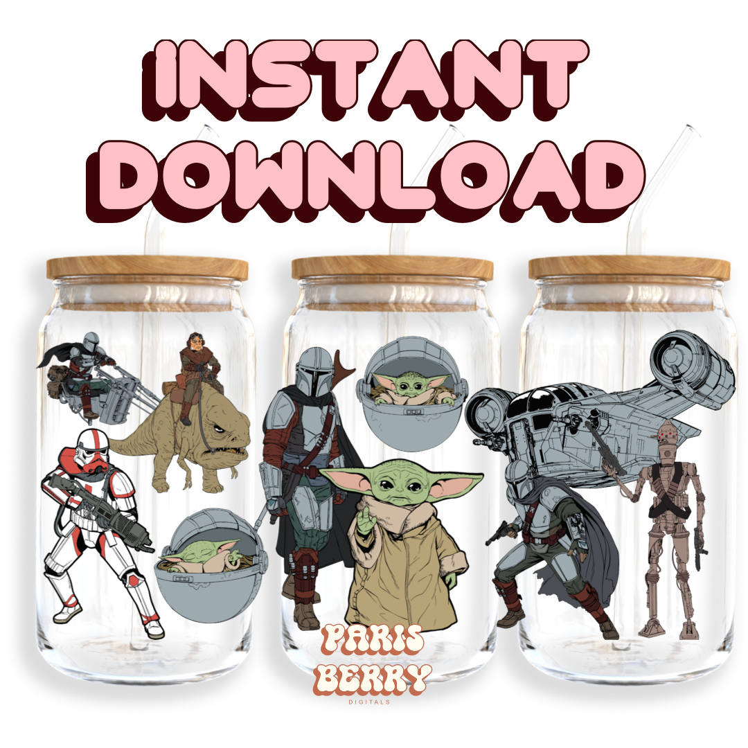 Baby Grogu Space Wars - 16oz PNG Cup Wrap | Instant Digital Download