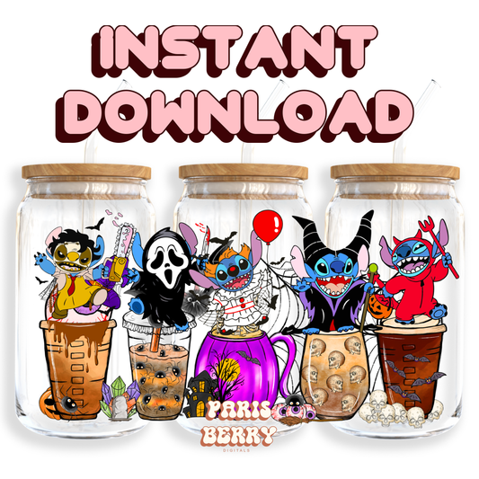 Spooky Cute Blue - 16oz PNG Cup Wrap | Instant Digital Download