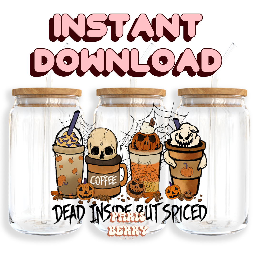 Spooky Coffee Drinks - 16oz PNG Cup Wrap | Instant Digital Download