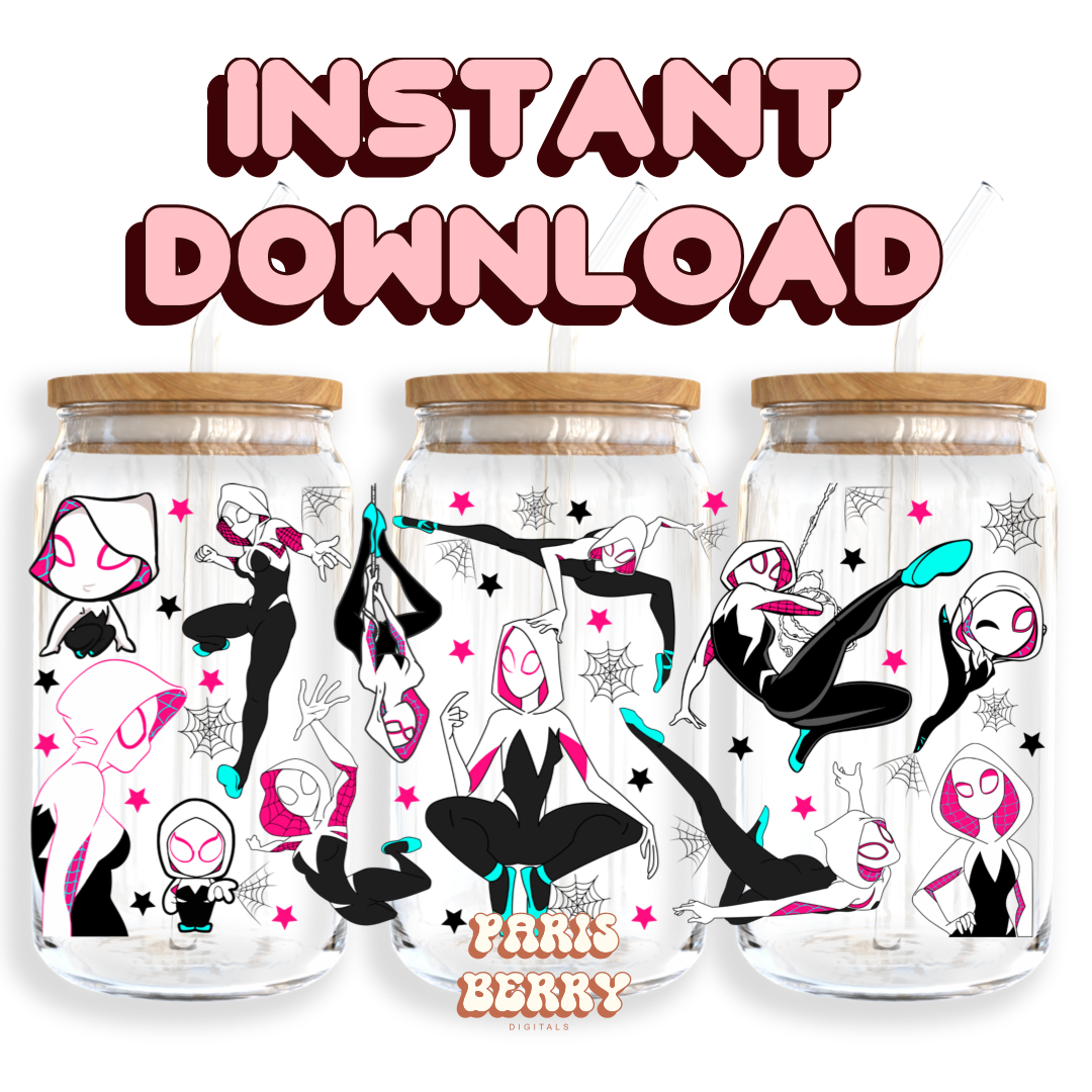 Spider Gwen Verse - 16oz PNG Cup Wrap | Instant Digital Download