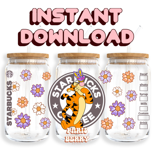 Honey Pooh Bear Bouncy Coffee - 16oz PNG Cup Wrap | Instant Digital Download