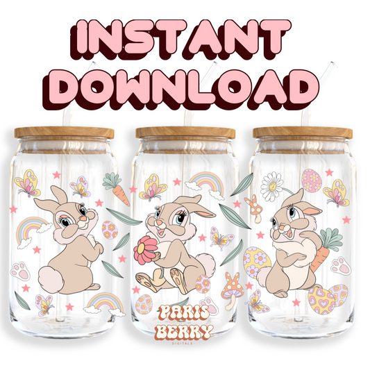 Cute Bunny - 16oz PNG Cup Wrap | Instant Digital Download