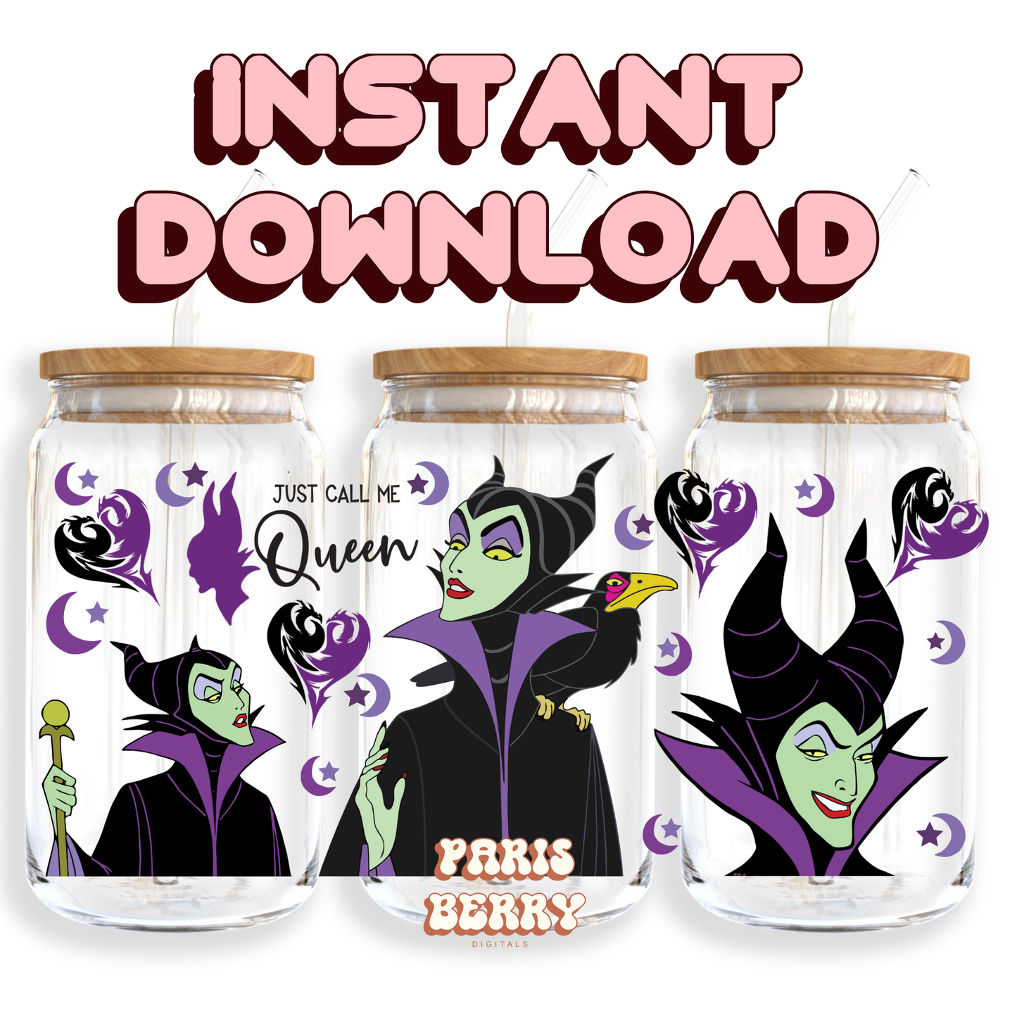 Purple Villain Princess - 16oz PNG Cup Wrap | Instant Digital Download