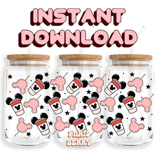 Mouse Drinks & Snacks - 16oz PNG Cup Wrap | Instant Digital Download