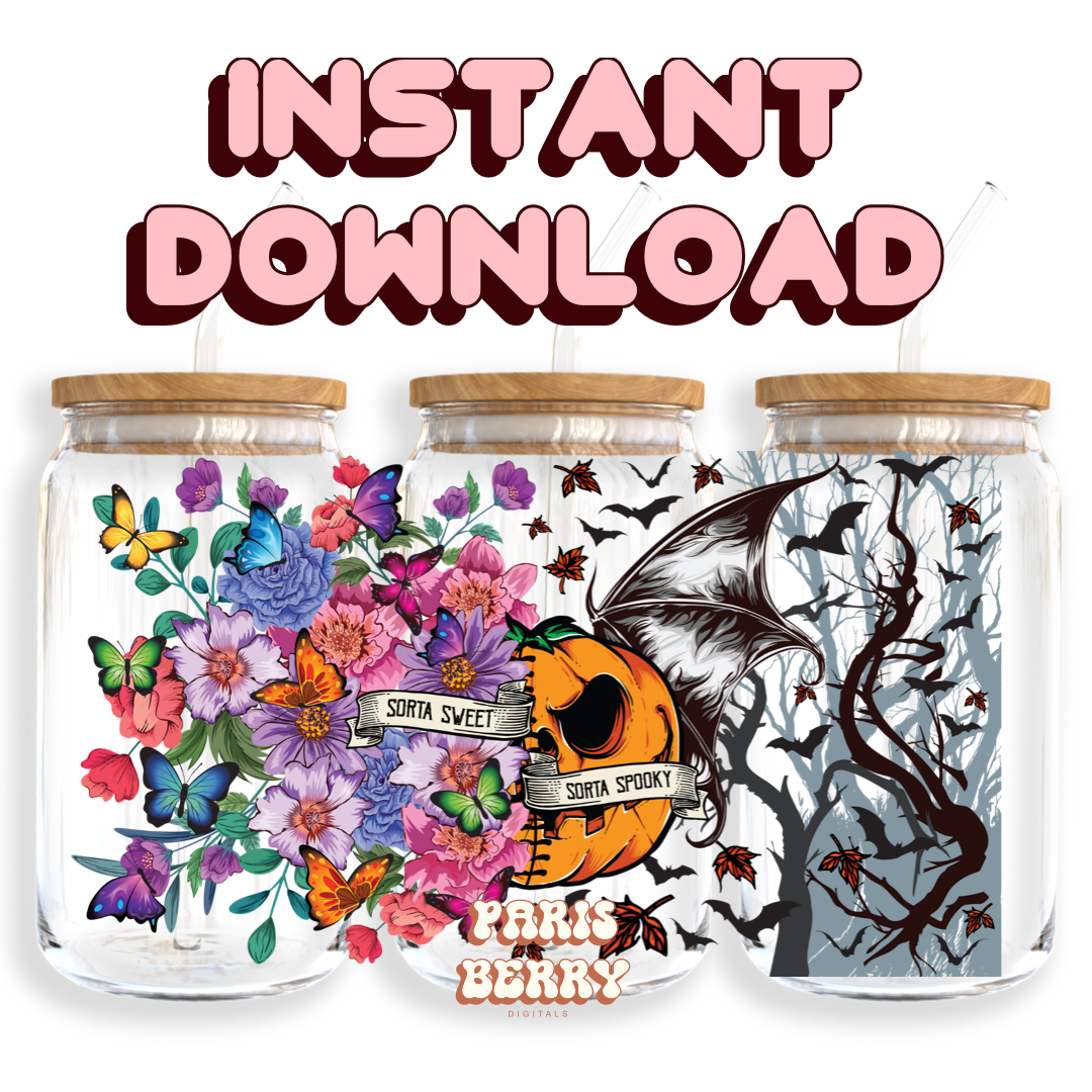 Sorta Sweet Sorta Spooky - 16oz PNG Cup Wrap | Instant Digital Download