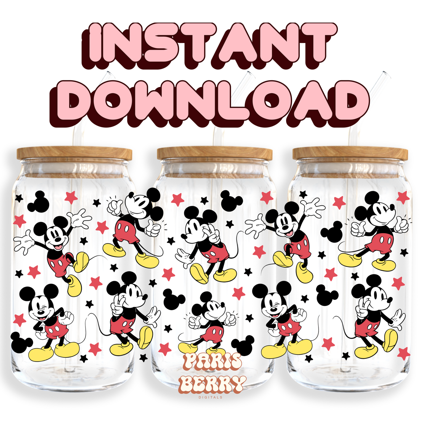 Classic Iconic Mouse - 16oz PNG Cup Wrap | Instant Digital Download