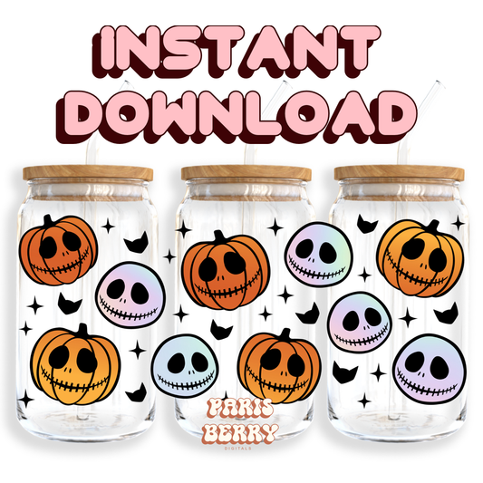 Spooky Pumpkin - 16oz PNG Cup Wrap | Instant Digital Download