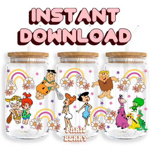 Caveman Family & Friends - 16oz PNG Cup Wrap | Instant Digital Download