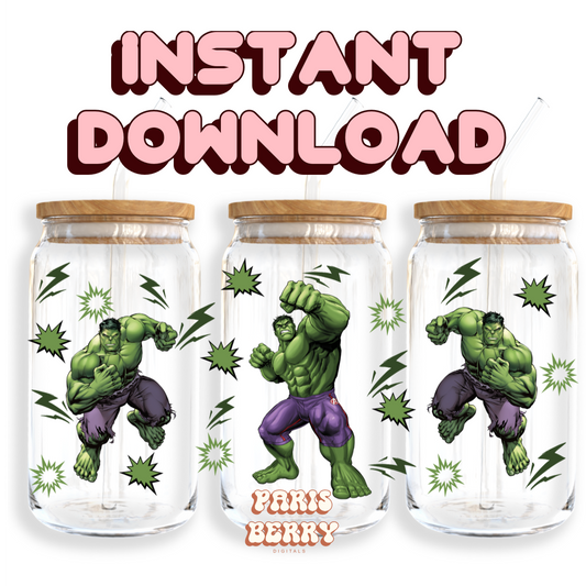 Comic Hulk - 16oz PNG Cup Wrap | Instant Digital Download