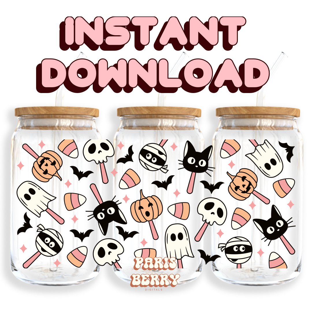 Spooky Snacks - 16oz PNG Cup Wrap | Instant Digital Download