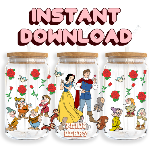 Snow Princess & Friends - 16oz PNG Cup Wrap | Instant Digital Download