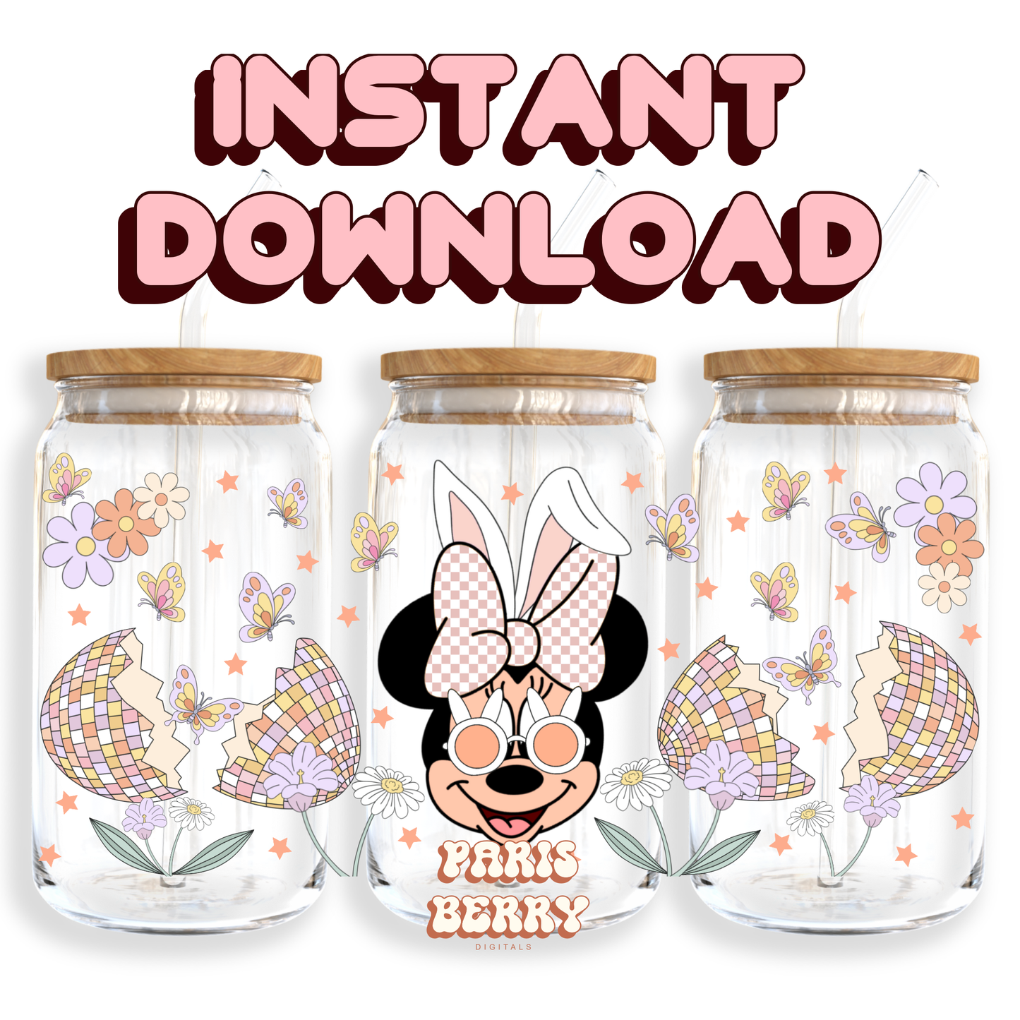 Easter Bunny Mouse - 16oz PNG Cup Wrap | Instant Digital Download