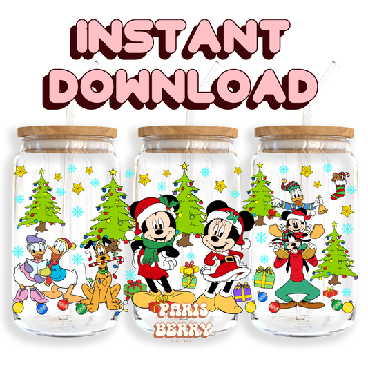 Christmas Mouse & Friends - 16oz PNG Cup Wrap | Instant Digital Download