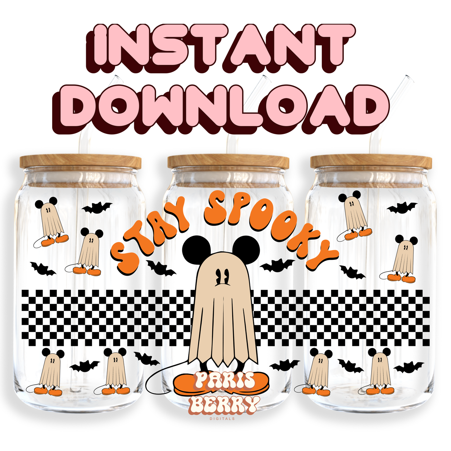 Stay Spooky Mouse - 16oz PNG Cup Wrap | Instant Digital Download