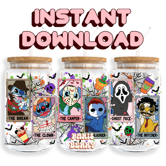 Cute Little Spooky Friends - 16oz PNG Cup Wrap | Instant Digital Download