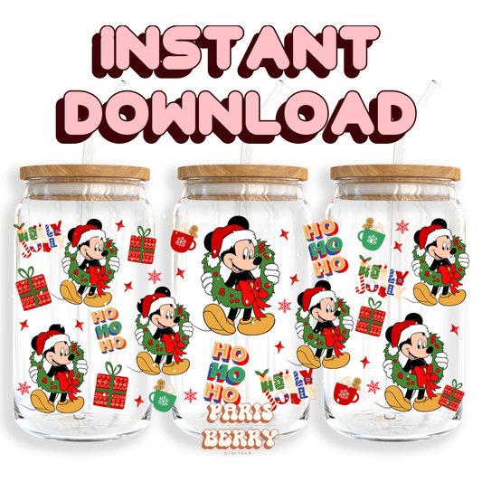 Christmas Mouse - 16oz PNG Cup Wrap | Instant Digital Download