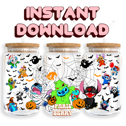 Cute Little Spooky Friends - 16oz PNG Cup Wrap | Instant Digital Download