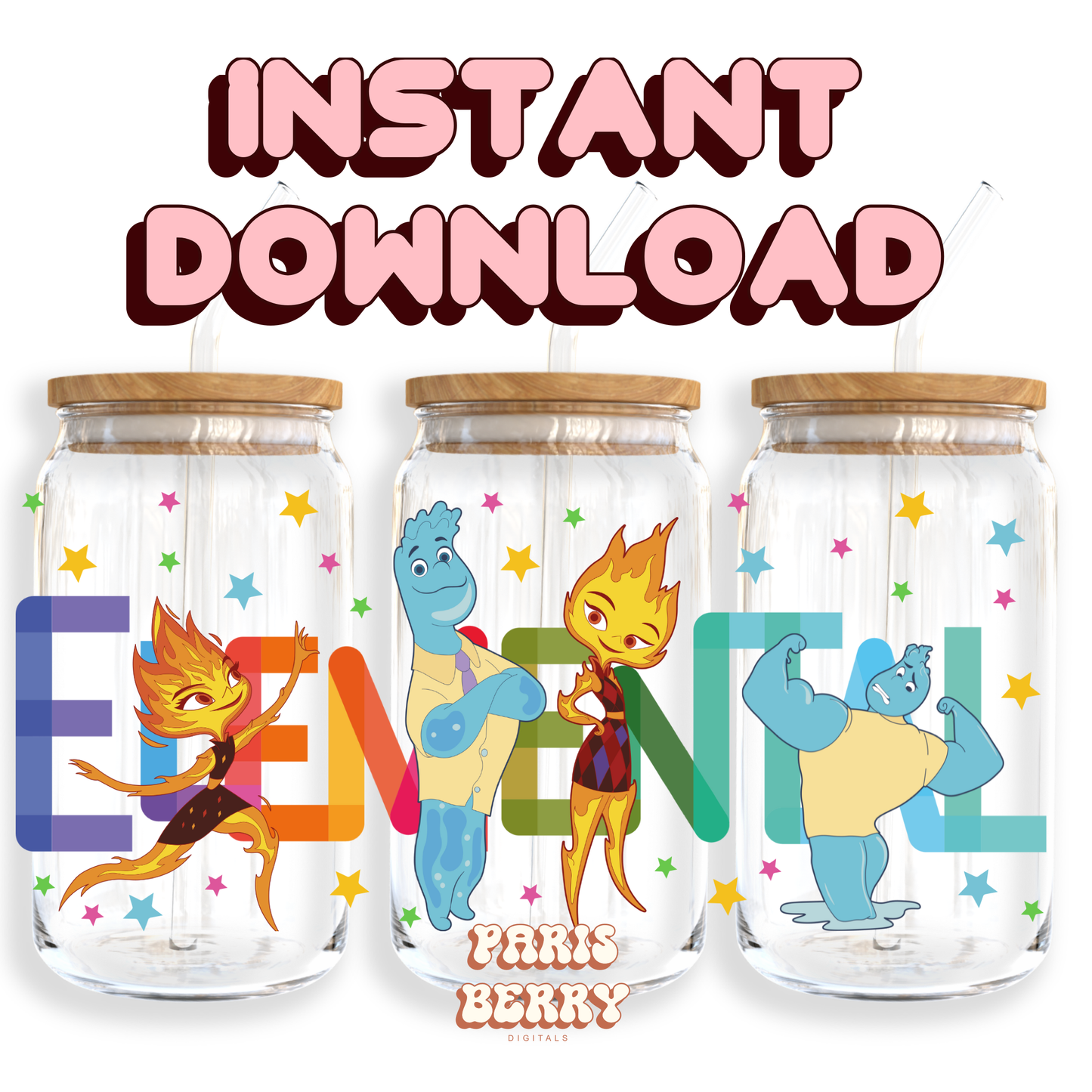 Cute Elements - 16oz PNG Cup Wrap | Instant Digital Download