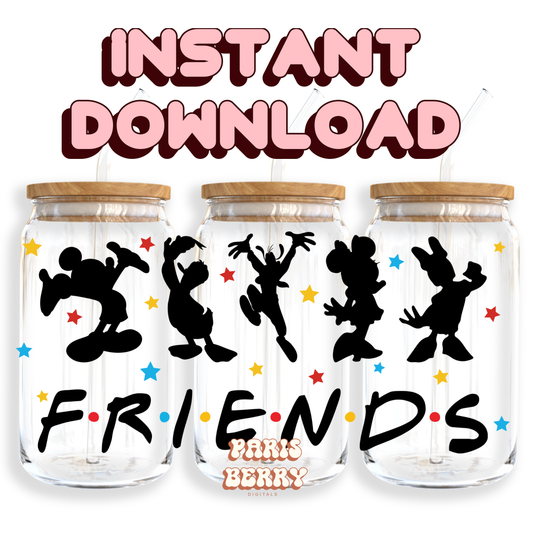 Mouse Friends - 16oz PNG Cup Wrap | Instant Digital Download