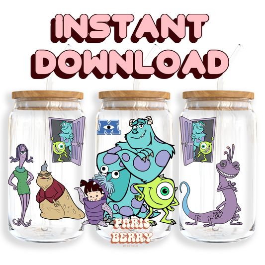 Boo Monsters & Friends - 16oz PNG Cup Wrap | Instant Digital Download