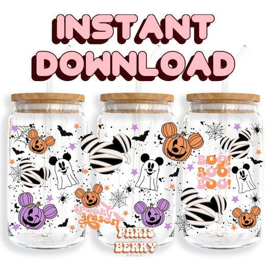 Spooky Mouse Vibe - 16oz PNG Cup Wrap | Instant Digital Download