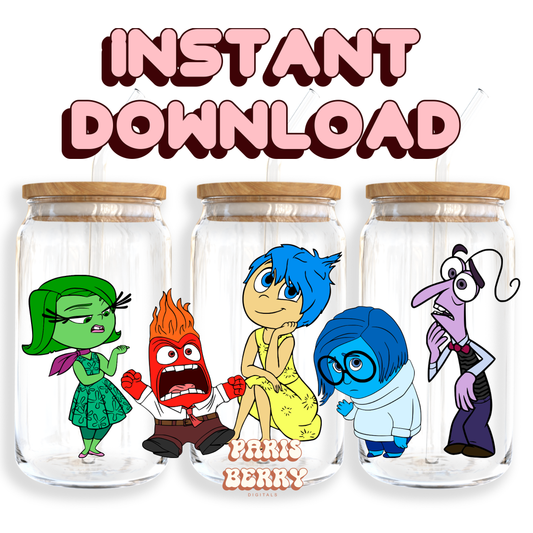 Inside Out Friends - 16oz PNG Cup Wrap | Instant Digital Download