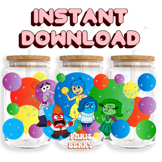 Inside Out Movie Friends - 16oz PNG Cup Wrap | Instant Digital Download