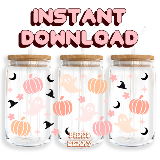 Spooky Boo Pumpkins - 16oz PNG Cup Wrap | Instant Digital Download