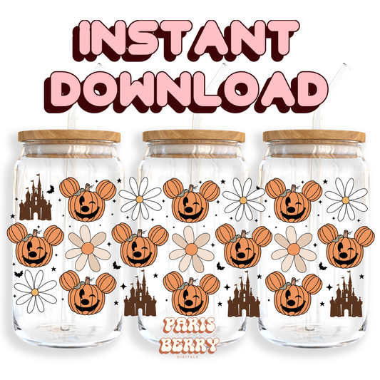 Spooky Pumpkin Mouse  - 16oz PNG Cup Wrap | Instant Digital Download