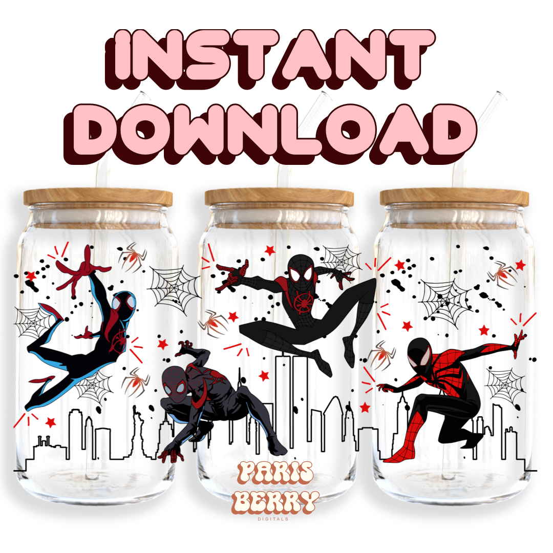 Spider Comic Verse - 16oz PNG Cup Wrap | Instant Digital Download