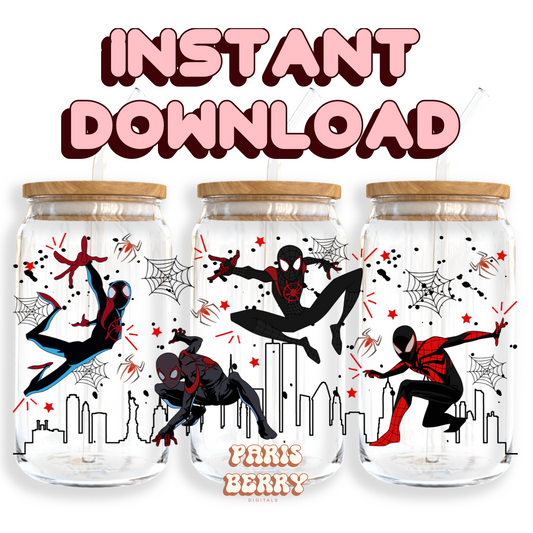 Spider Comic Verse - 16oz PNG Cup Wrap | Instant Digital Download