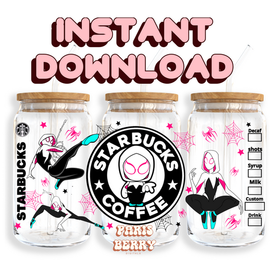 Spider Gwen Verse Coffee - 16oz PNG Cup Wrap | Instant Digital Download