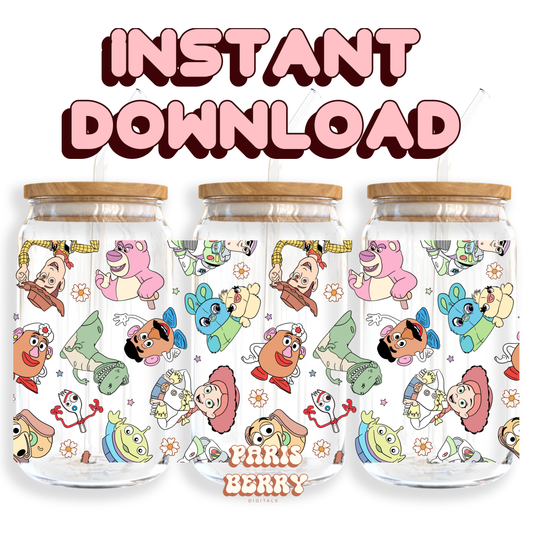 Toys & Friends  - 16oz PNG Cup Wrap | Instant Digital Download