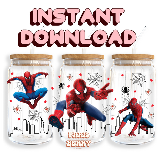 Spider Comic - 16oz PNG Cup Wrap | Instant Digital Download