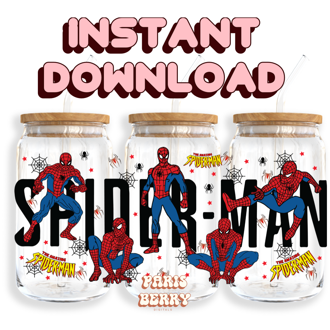 Spider Man Comic Book - 16oz PNG Cup Wrap | Instant Digital Download