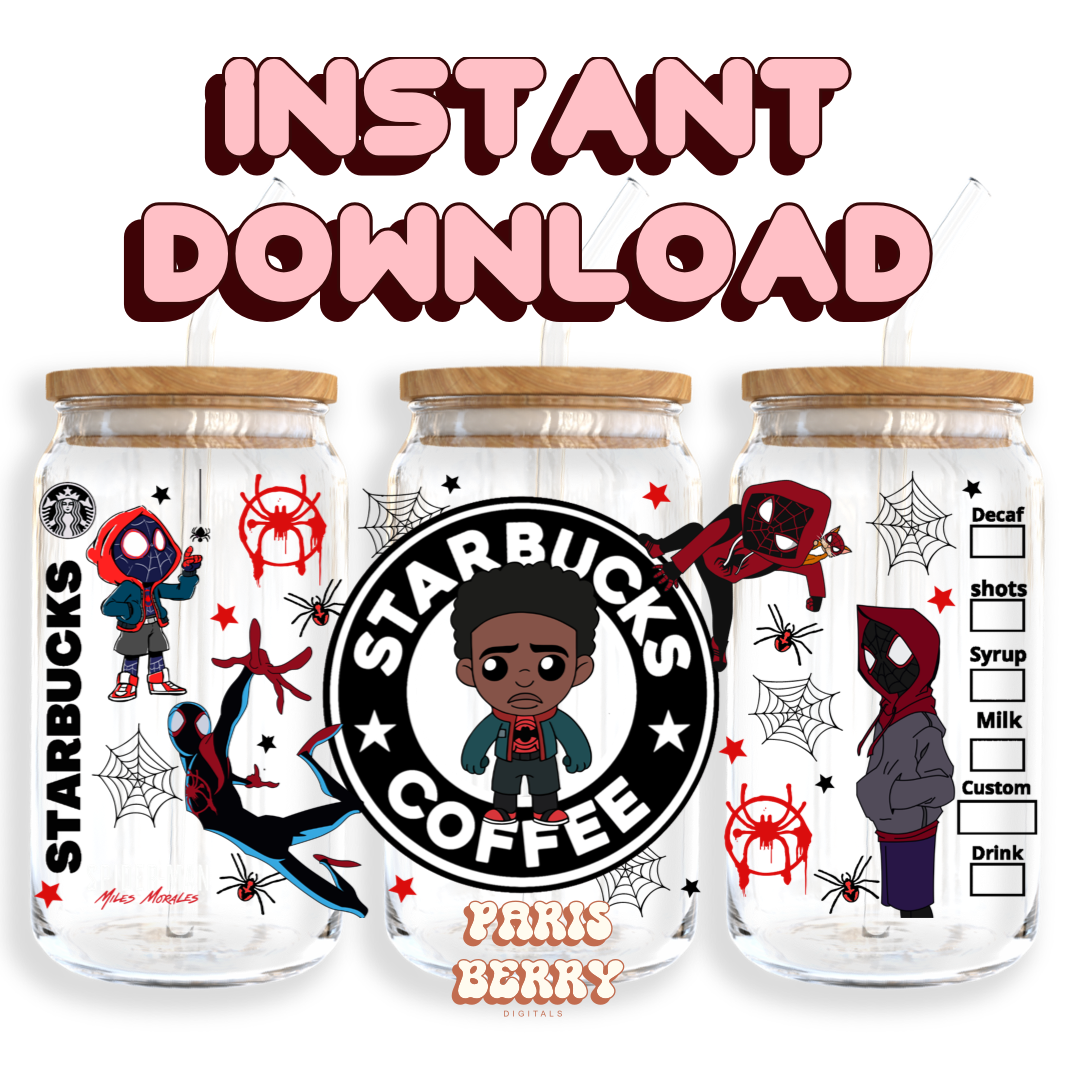 Spider Verse Coffee - 16oz PNG Cup Wrap | Instant Digital Download