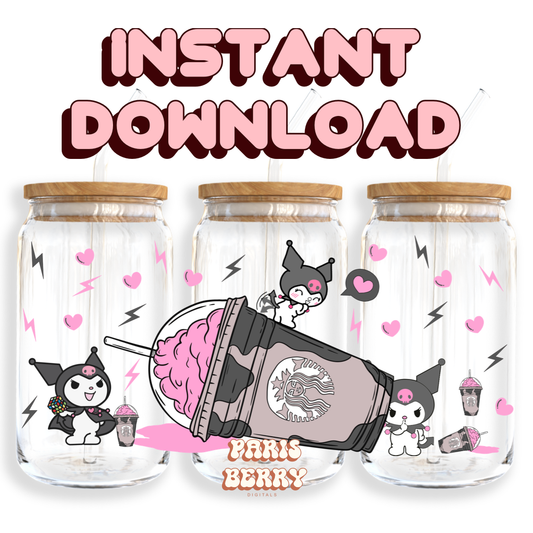 Cute H.Kitty Bat Drink - 16oz PNG Cup Wrap | Instant Digital Download