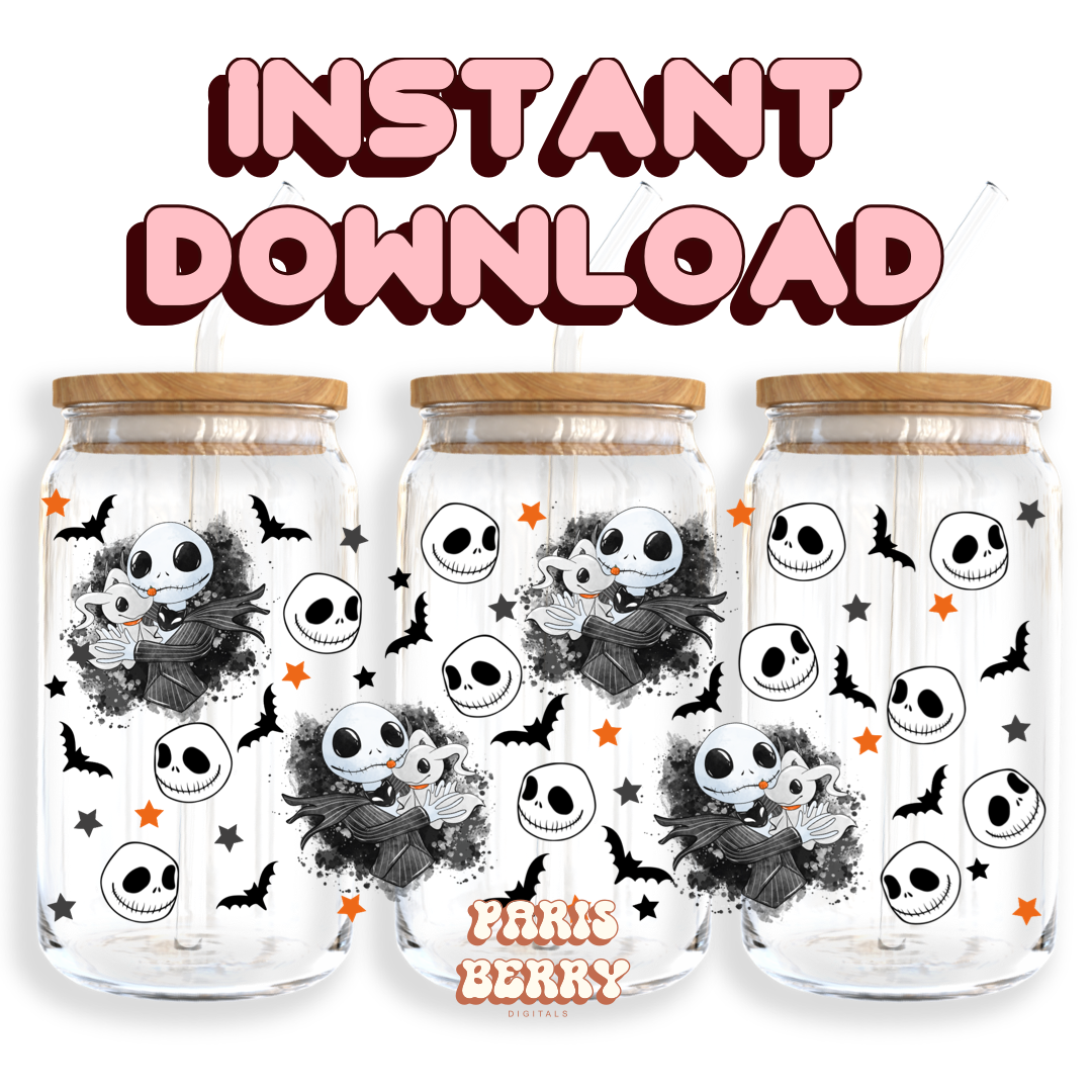 Spooky Jack & Puppy - 16oz PNG Cup Wrap | Instant Digital Download