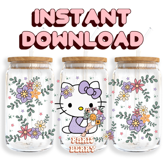 H.Kitty Purple Spring - 16oz PNG Cup Wrap | Instant Digital Download