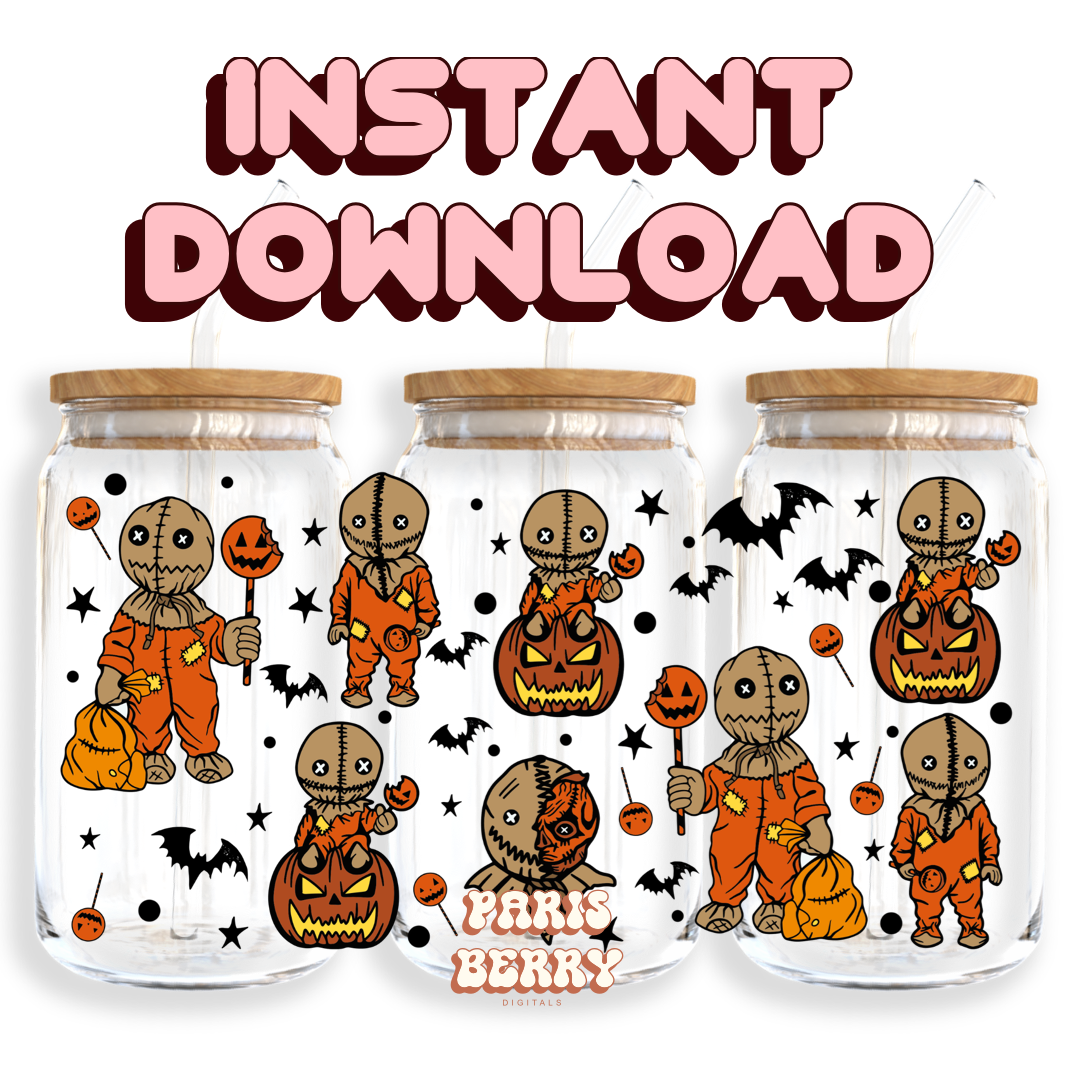 Spooky Scarecrow - 16oz PNG Cup Wrap | Instant Digital Download