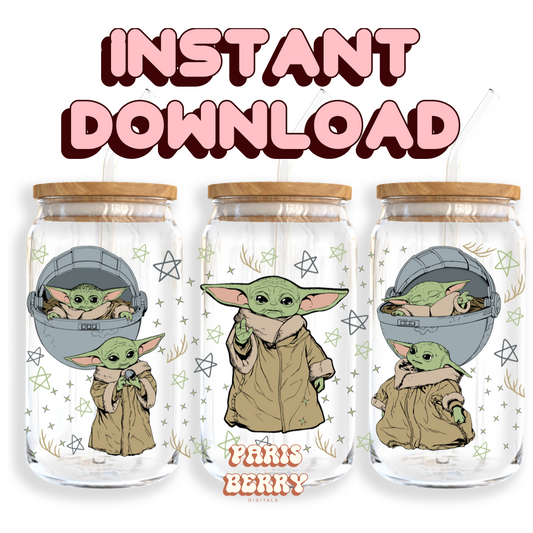 Grogu Space Wars - 16oz PNG Cup Wrap | Instant Digital Download