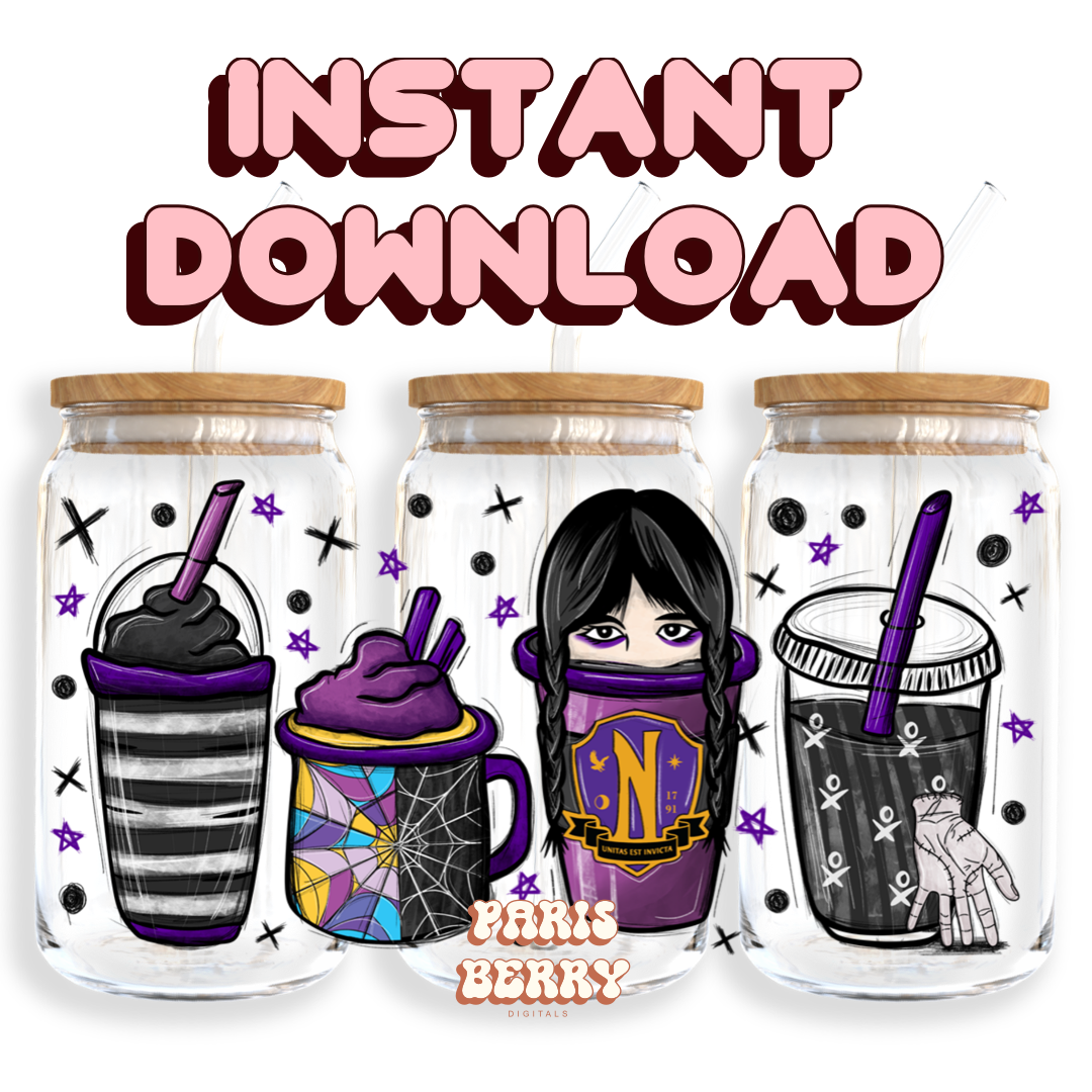 Wednesday Drinks - 16oz PNG Cup Wrap | Instant Digital Download