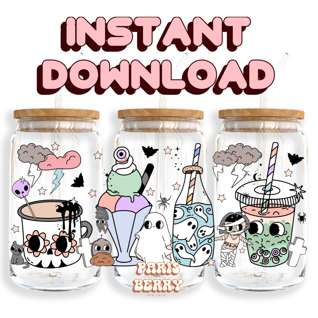 Spooky Drinks - 16oz PNG Cup Wrap | Instant Digital Download