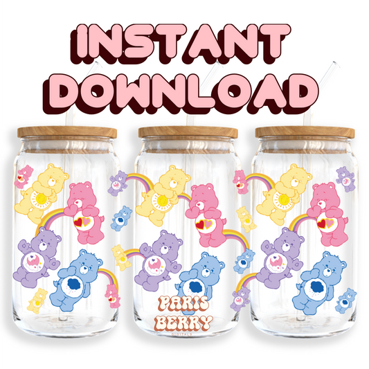 Care Love Bears - 16oz PNG Cup Wrap | Instant Digital Download