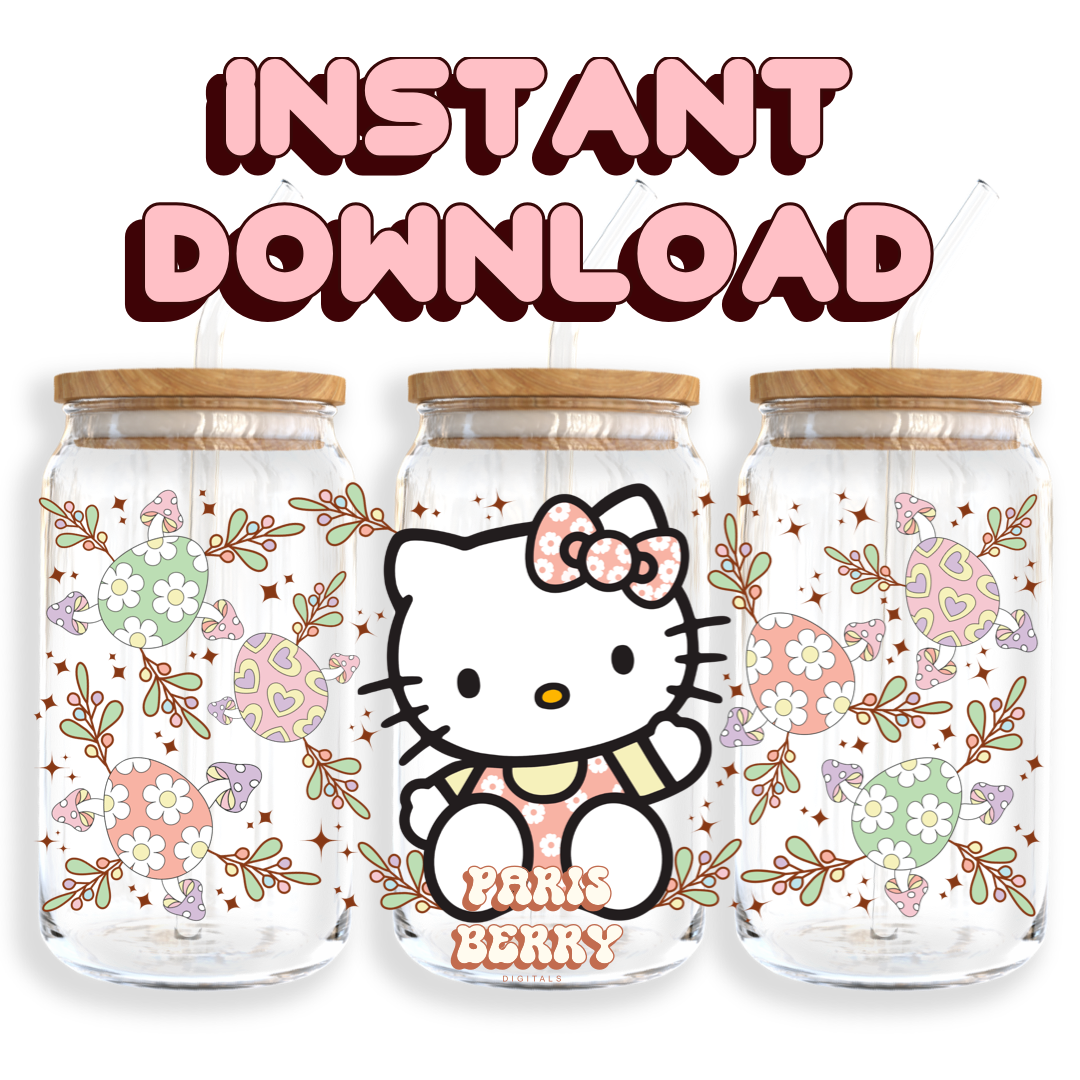 Cute H.Kitty Easter - 16oz PNG Cup Wrap | Instant Digital Download