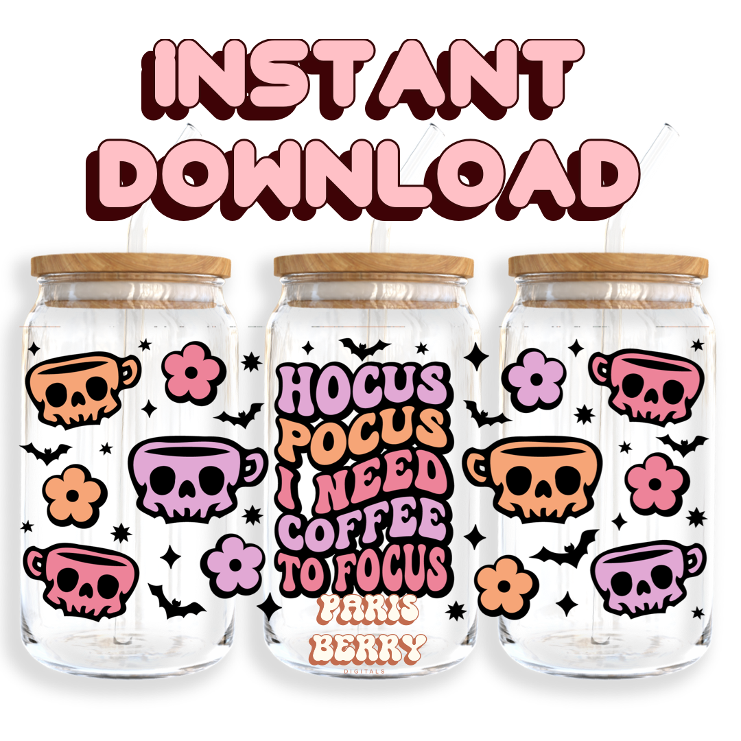 Hocus Pocus Coffee - 16oz PNG Cup Wrap | Instant Digital Download