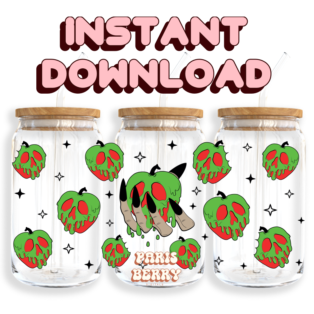 Spooky Apple - 16oz PNG Cup Wrap | Instant Digital Download