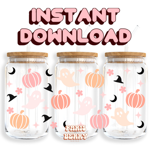 Spooky Boo Pumpkin - 16oz PNG Cup Wrap | Instant Digital Download